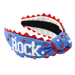 Kansas Adult Size ROCK CHALK Cross Stitch Headband-Brianna Cannon Outlet