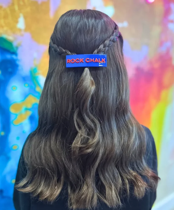 Kansas Blue ROCK CHALK Rectangle Barrette Clip-Brianna Cannon Sale