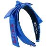 Kansas Blue Thin Embroidered Ribbon Bow Headband-Brianna Cannon Discount