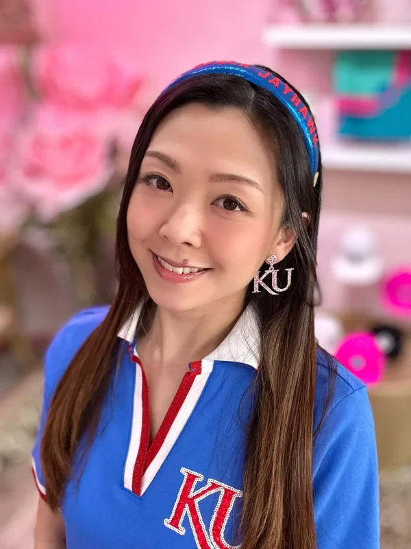 Kansas Blue Thin Embroidered Headband-Brianna Cannon Online