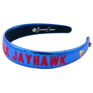 Kansas Blue Thin Embroidered Headband-Brianna Cannon Online