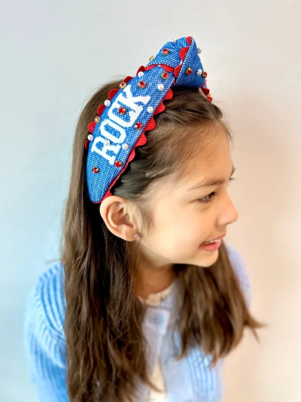 Kansas Child Size ROCK CHALK Cross Stitch Headband-Brianna Cannon New