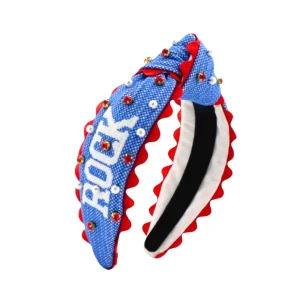 Kansas Child Size ROCK CHALK Cross Stitch Headband-Brianna Cannon New