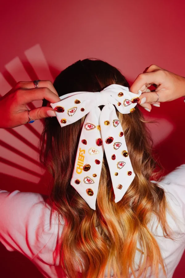 Kansas City Chiefs White Bow Barrette-Brianna Cannon Fashion