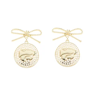 Kansas State Logo Pearl Medallion Earring-Brianna Cannon Outlet