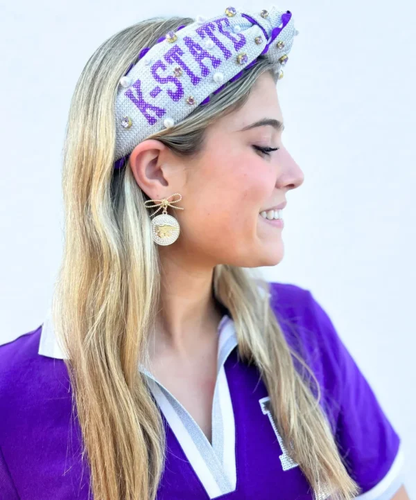 Kansas State Logo Pearl Medallion Earring-Brianna Cannon Outlet