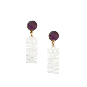 Kansas State Mini White EMAW Earrings-Brianna Cannon Best