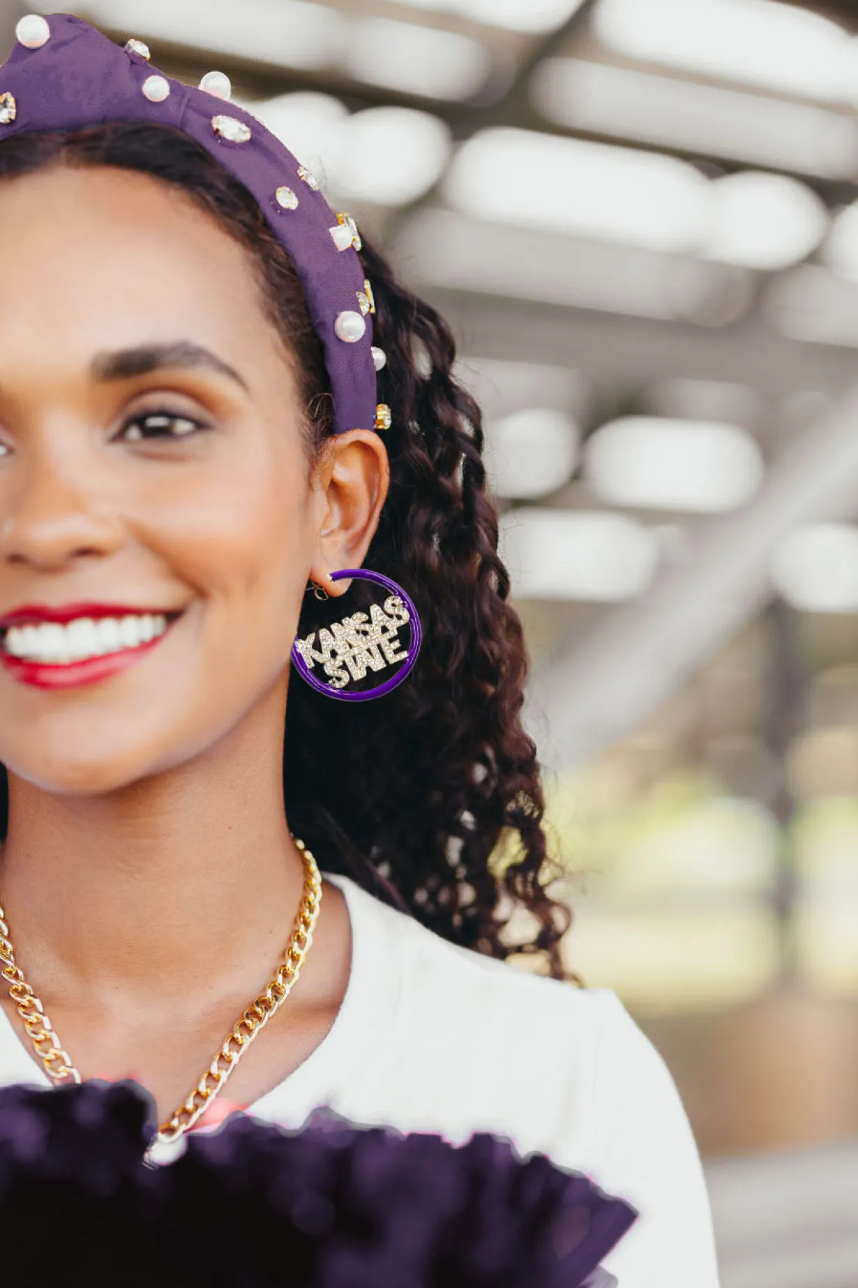 kansas_state_purple_pav_h_1.webp Kansas State Purple Pavé Hoop Earrings-Brianna Cannon Fashion