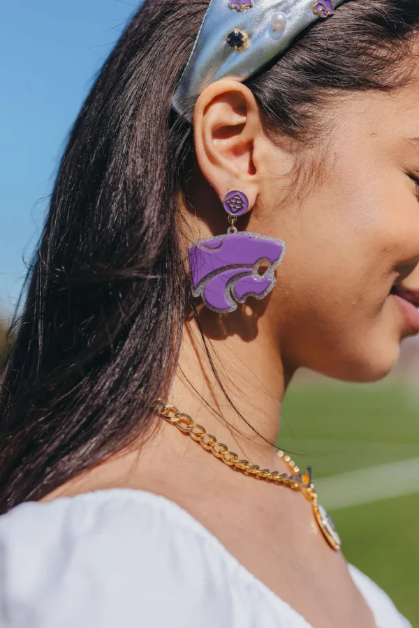Kansas State Purple Wildcat Earrings-Brianna Cannon Sale