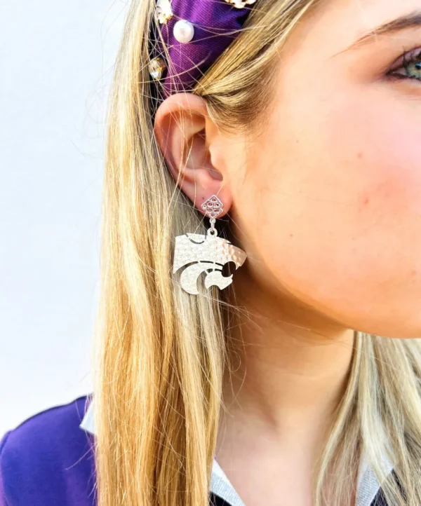 Kansas State Silver Logo Earring with BC Logo-Brianna Cannon New