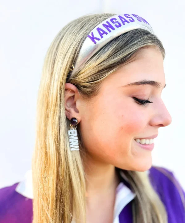 Kansas State Silver Thin Embroidered Headband-Brianna Cannon Clearance