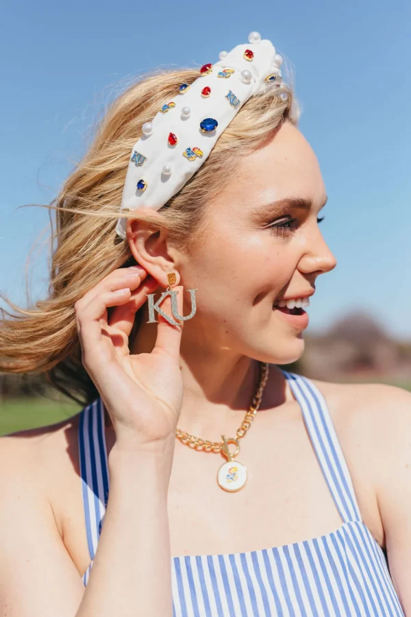 Kansas White Logo Headband-Brianna Cannon Outlet