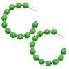 Kelly Green Beaded Hoop Earrings-Brianna Cannon Online