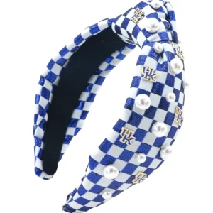 Kentucky Blue & White Checkerboard Logo Headband-Brianna Cannon Hot