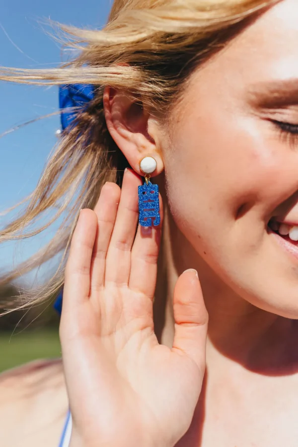 Kentucky Mini Blue Glitter BIG BLUE Earrings-Brianna Cannon Clearance