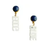 Kentucky Mini White BIG BLUE Earrings-Brianna Cannon Online