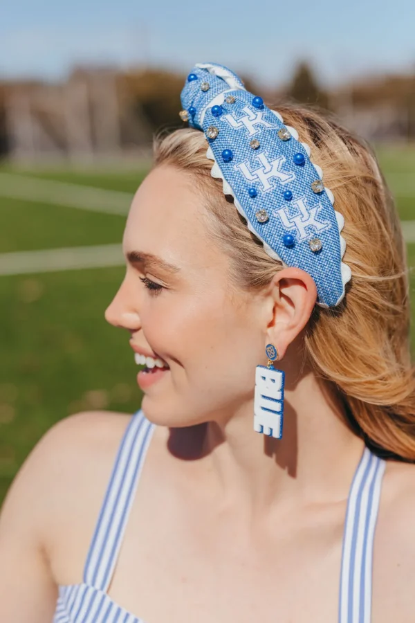 Kentucky White & Blue Glitter BIG BLUE Earrings-Brianna Cannon Discount