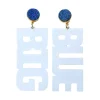 Kentucky White "BIG BLUE" Earrings with Blue Druzy-Brianna Cannon Sale