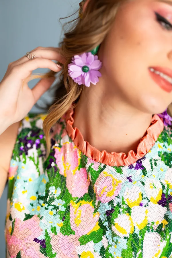 Lavender and Green Flower Earrings-Brianna Cannon Discount
