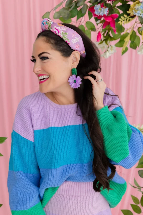 Lavender and Green Flower Earrings-Brianna Cannon Discount