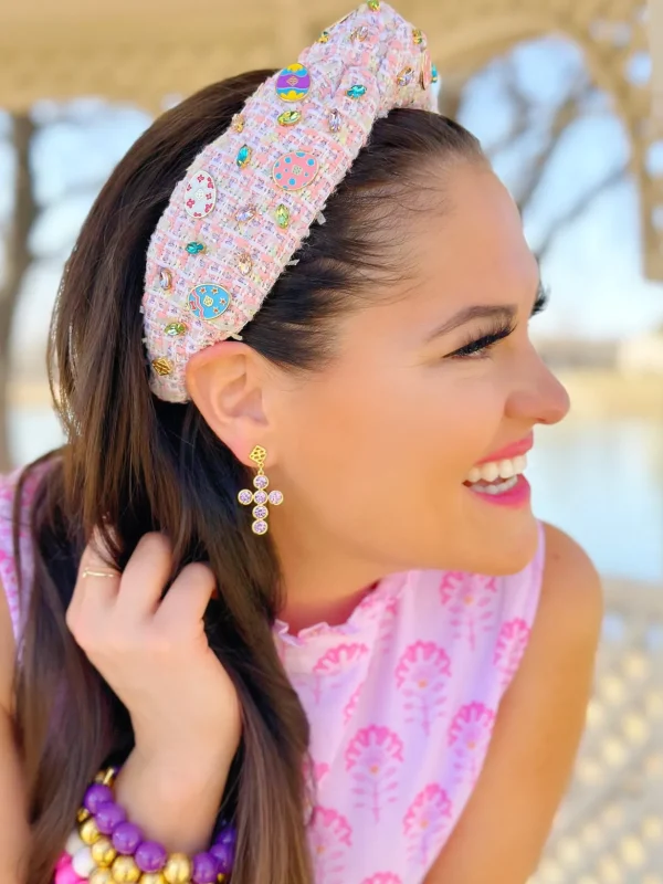 Lavender Crystal Cross Earrings-Brianna Cannon Hot
