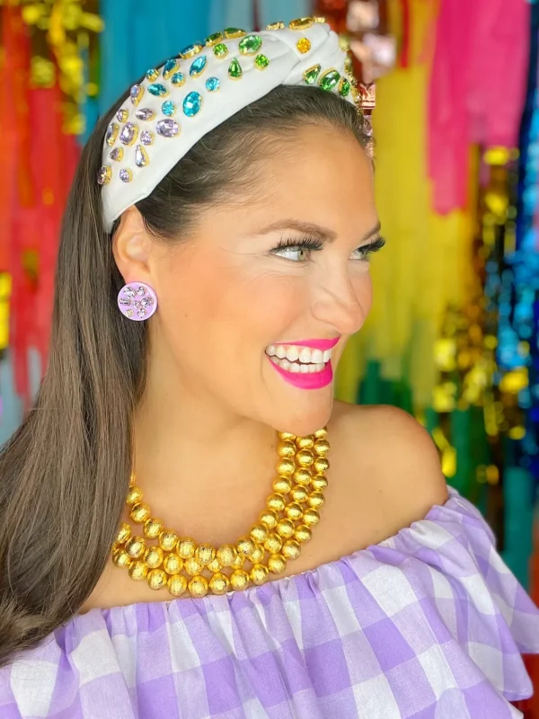 Lavender Purple Resin Dot Studs with Lavender Crystals-Brianna Cannon Hot