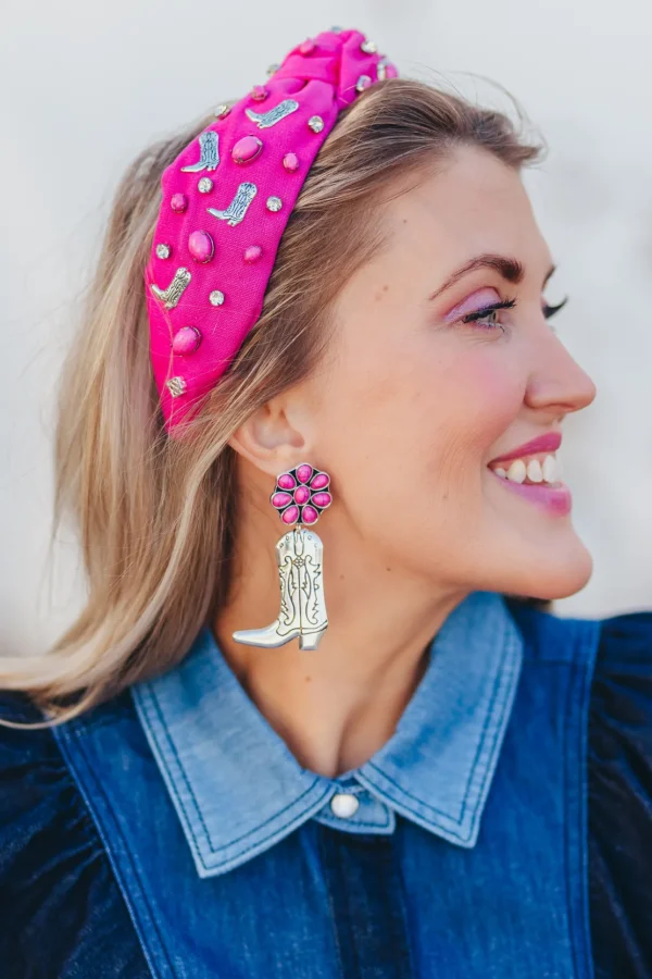 Let's Go Girls Pink Boot Headband-Brianna Cannon Clearance
