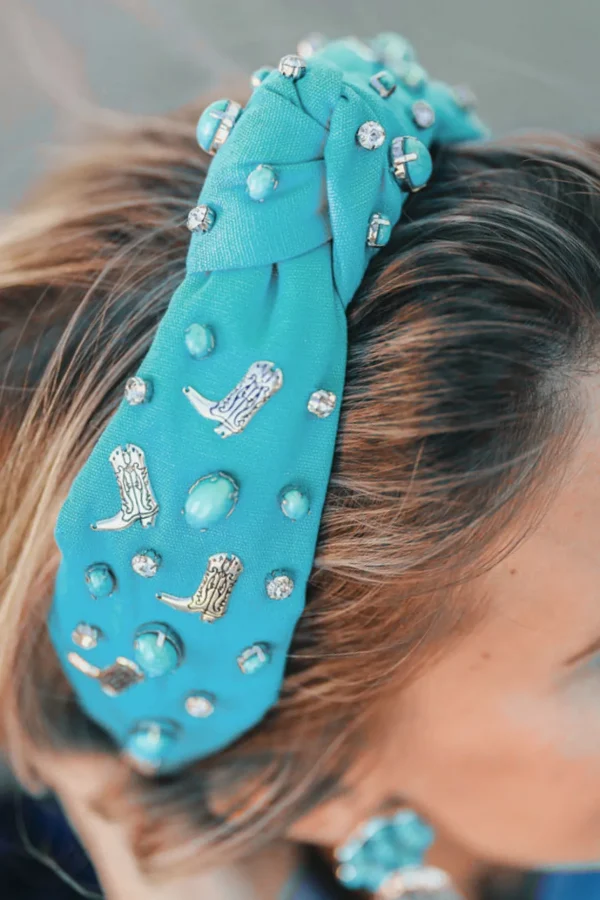 Let's Go Girls Turquoise Boot Headband-Brianna Cannon Sale