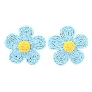 Light Blue Raffia Daisy Earrings-Brianna Cannon Discount