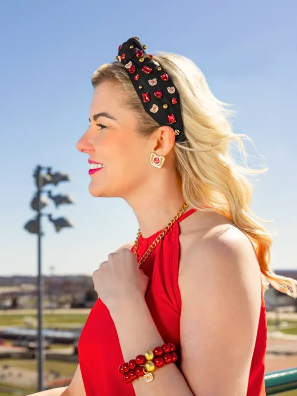 Limited Edition 151st Anniversary Kentucky Derby Black Headband with Logo and Crystals-Brianna Cannon New