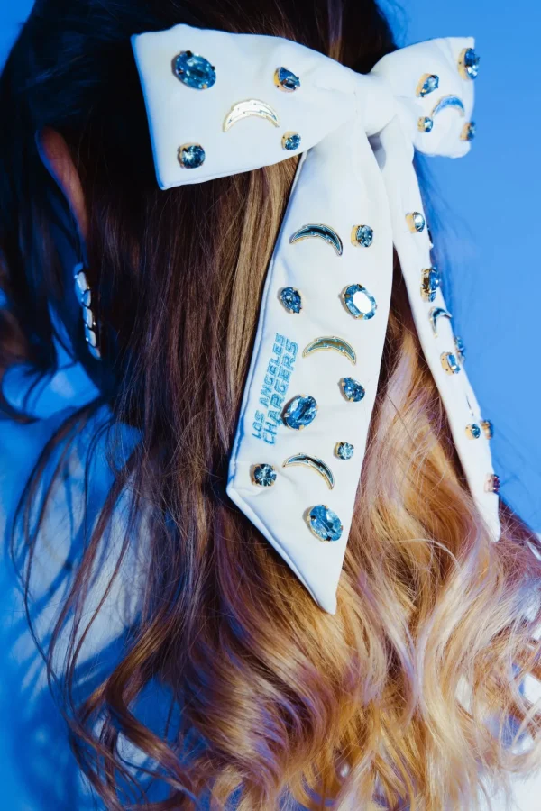 Los Angeles Chargers White Bow Barrette-Brianna Cannon New