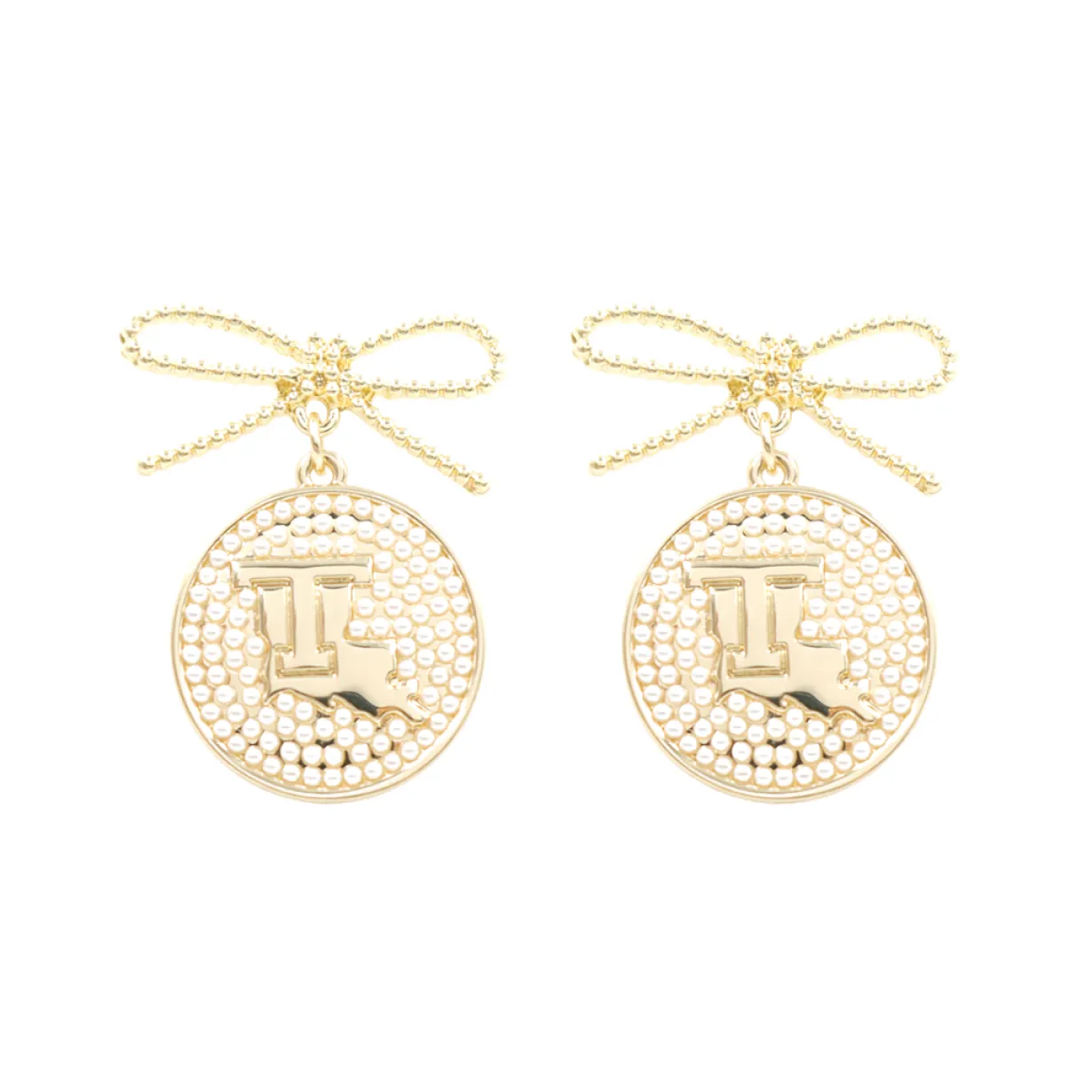 louisiana_tech_logo_pearl_0.webp Louisiana Tech Logo Pearl Medallion Earring-Brianna Cannon Fashion