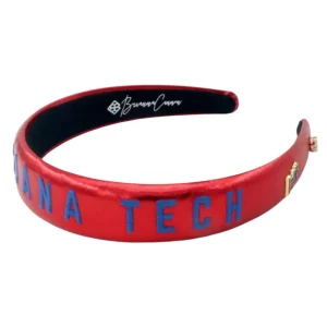 Louisiana Tech Red Thin Embroidered Headband-Brianna Cannon Fashion