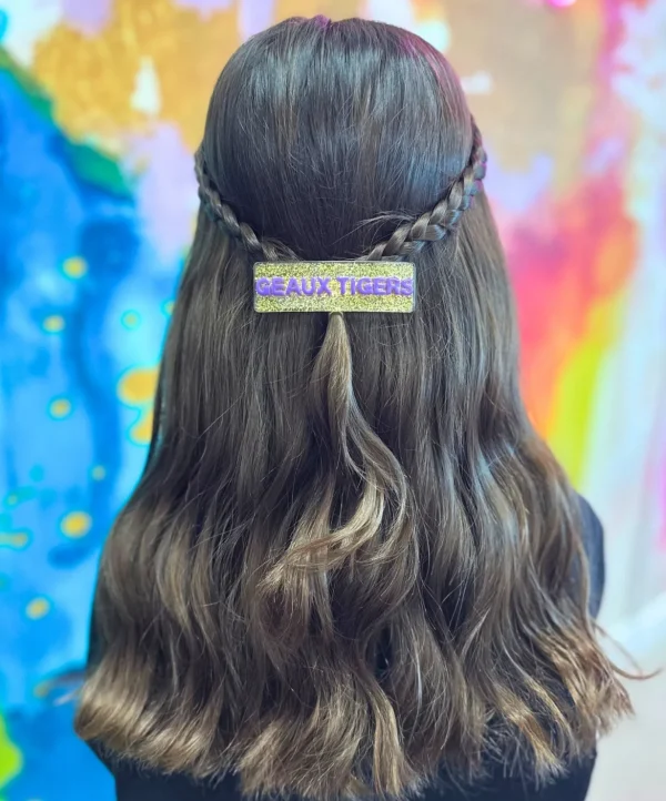 LSU Gold GEAUX TIGERS Rectangle Barrette Clip-Brianna Cannon Outlet