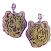 LSU Gold Glitter & Purple Tiger Earrings-Brianna Cannon Fashion