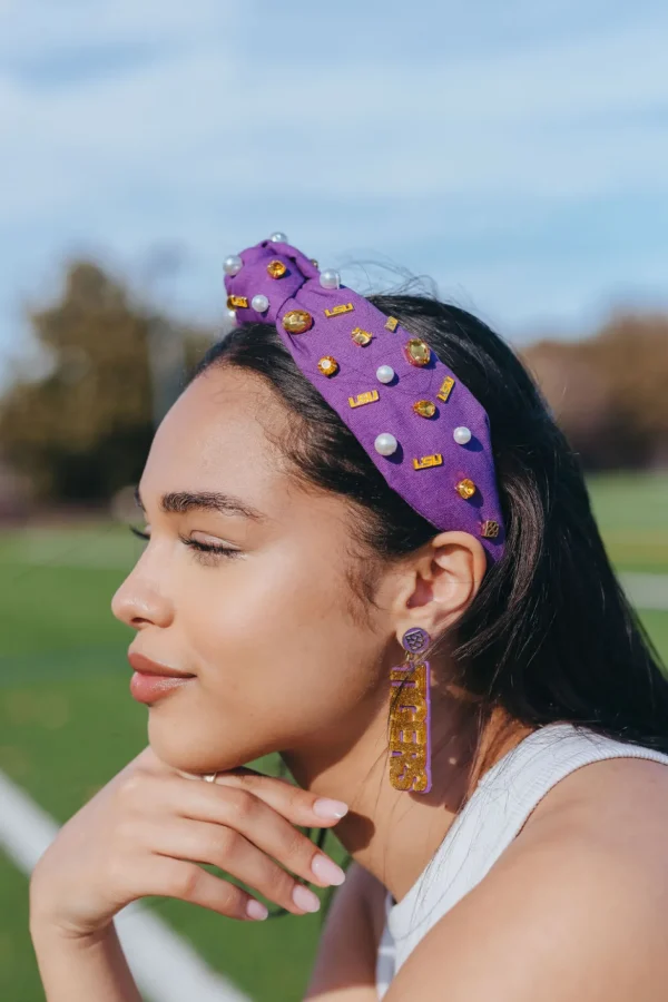 LSU Gold Glitter & Purple GEAUX TIGERS Earrings-Brianna Cannon New