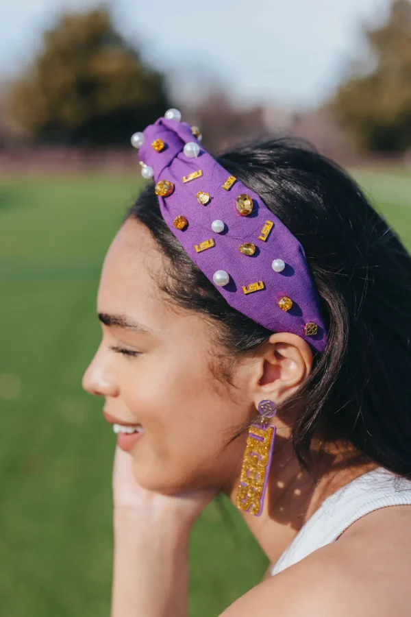 LSU Gold Glitter & Purple GEAUX TIGERS Earrings-Brianna Cannon New