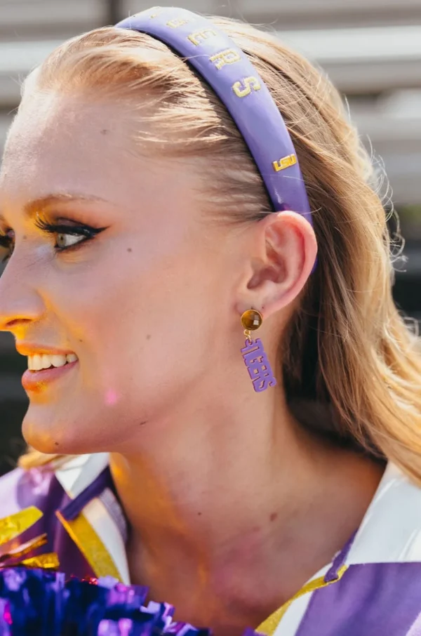 LSU Purple Thin Embroidered Headband-Brianna Cannon Outlet