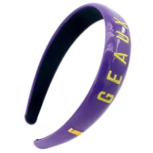 LSU Purple Thin Embroidered Headband-Brianna Cannon Outlet
