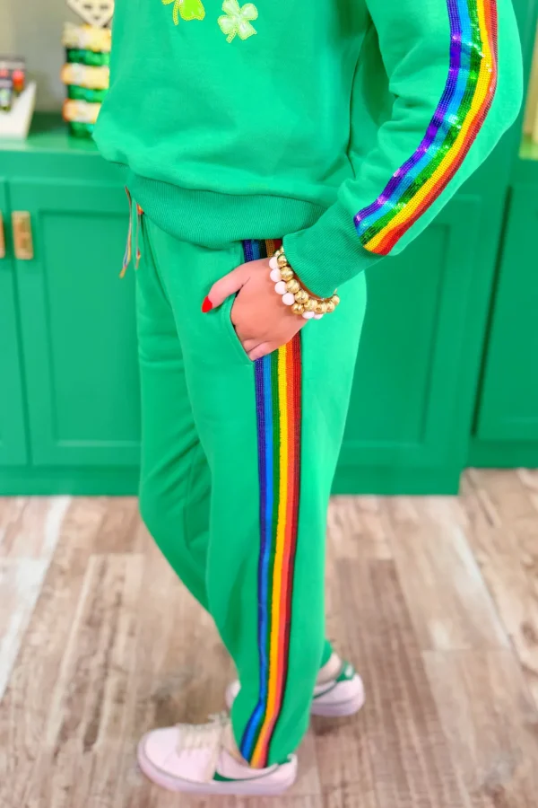 Lucky Clover Rainbow Stripe Sweatpants-Brianna Cannon New