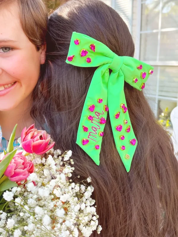 Mama Bow Barrette with Pink Crystals-Brianna Cannon Best