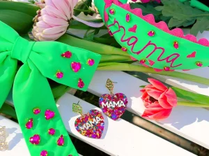 Mama Bow Barrette with Pink Crystals-Brianna Cannon Best