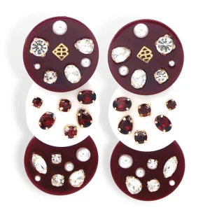 Maroon and White Triple Dot Earrings-Brianna Cannon Fashion