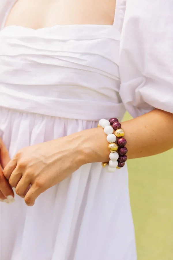 Maroon Beaded Brianna Bracelet-Brianna Cannon Clearance