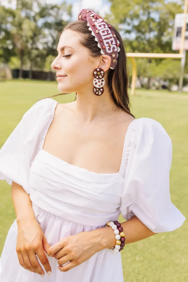 Maroon Beaded Brianna Bracelet-Brianna Cannon Clearance
