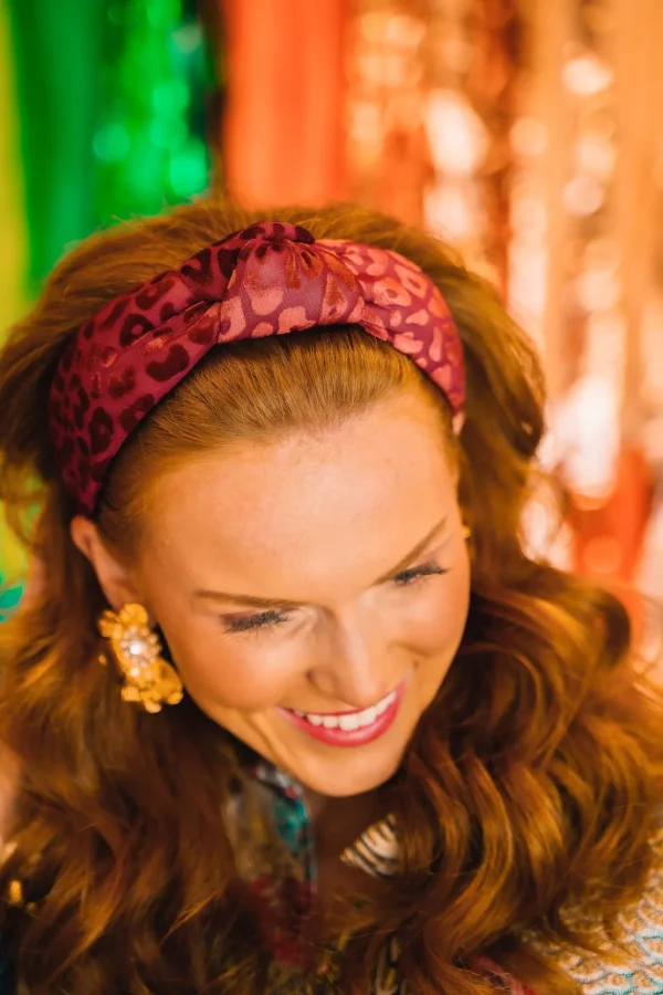 Mauve Leopard Print Knotted Headband-Brianna Cannon Hot