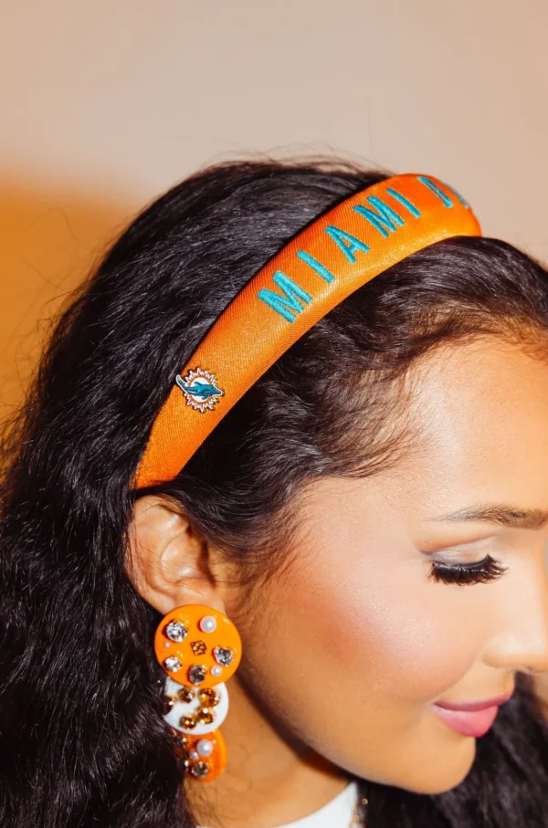 Miami Dolphins Thin Embroidered Headband-Brianna Cannon Outlet