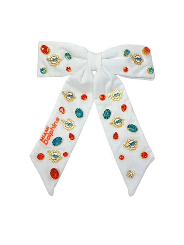 Miami Dolphins White Bow Barrette-Brianna Cannon Hot