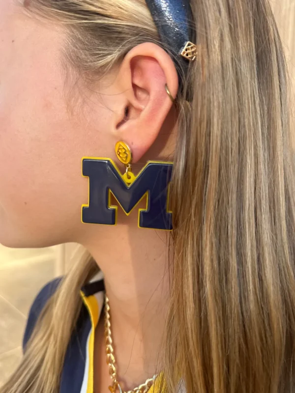 Michigan Blue Logo Earrings-Brianna Cannon Outlet