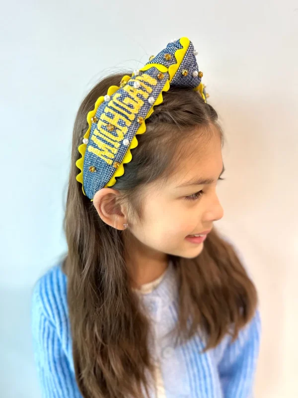 Michigan Child MICHIGAN WOLVERINES Cross Stitch Headband-Brianna Cannon Sale